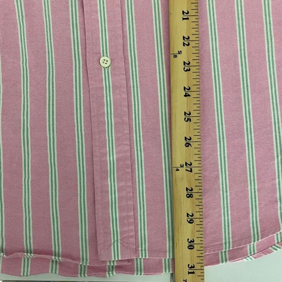 Ralph Lauren Button Down Shirt Long Sleeve Pink Stripe Cotton Classic Fit Large - Picture 9 of 9
